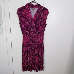 Tommy Bahama Magenta and Fuchsia Paisley Wrap-Style Midi Dress